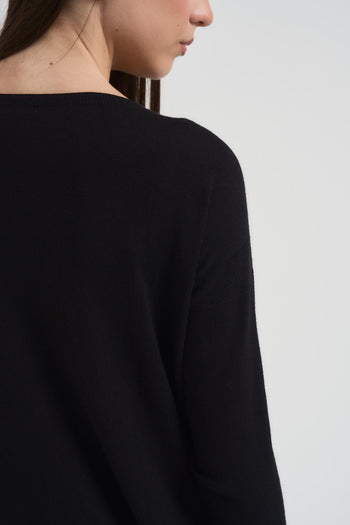 Maglia donna scollo a barca nero - 4