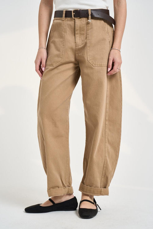 Pantalone donna balloon cammello - 2