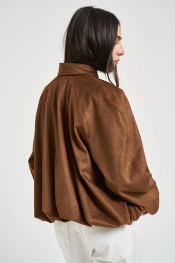 Bomber donna in suede cuoio - 6