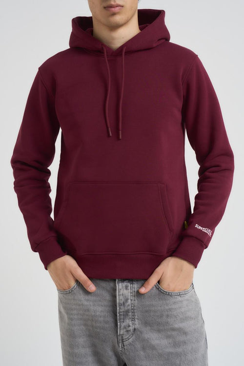 Felpa uomo bordeaux con cappuccio