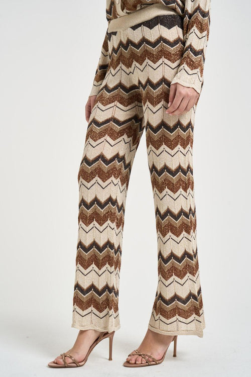 Pantalone donna in maglia chevron multicolor - 2
