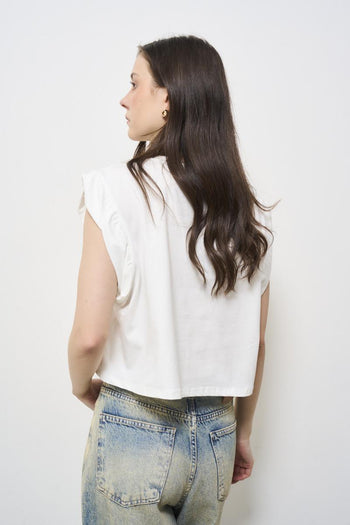 Top donna girocollo bianca - 3