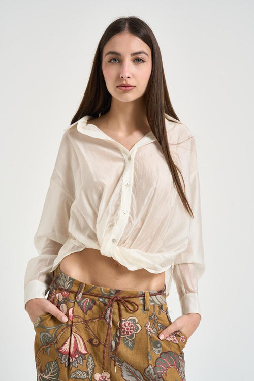 Camicia donna semitrasparente avorio