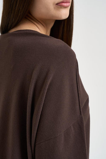 Maglia donna scollo a barca marrone - 4