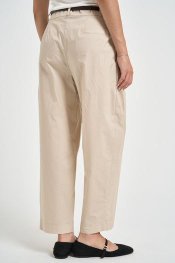Pantalone donna barrel fit panna - 4