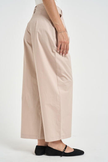 Pantalone donna con pinces panna - 5