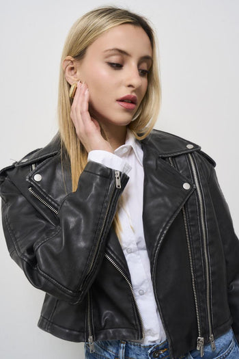 Giubbotto donna biker nero - 3