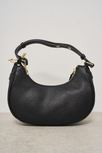 Black women's bag with logo accessory on shoulder strap - 4