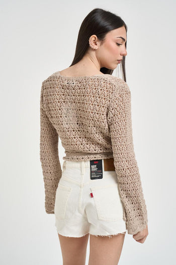Cardigan donna incrociato corda - 3
