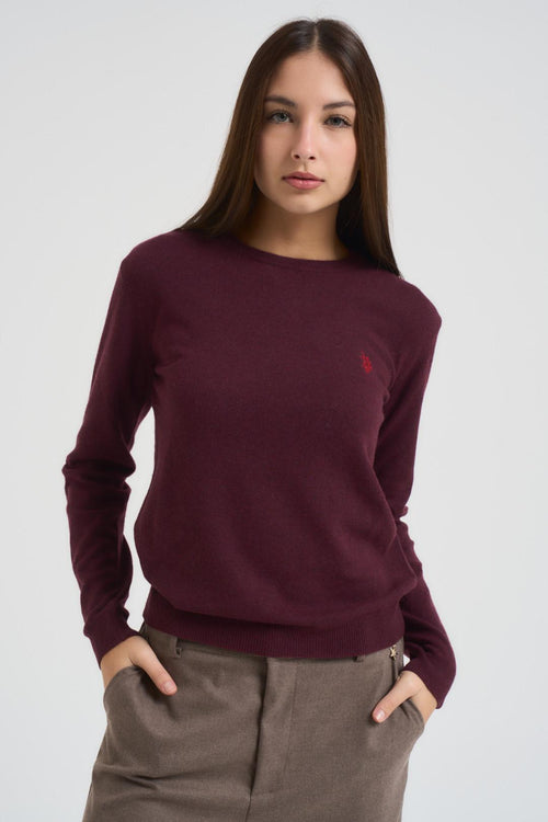 Maglia donna girocollo bordeaux