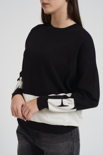 Maglia donna girocollo nera e bianca - 3