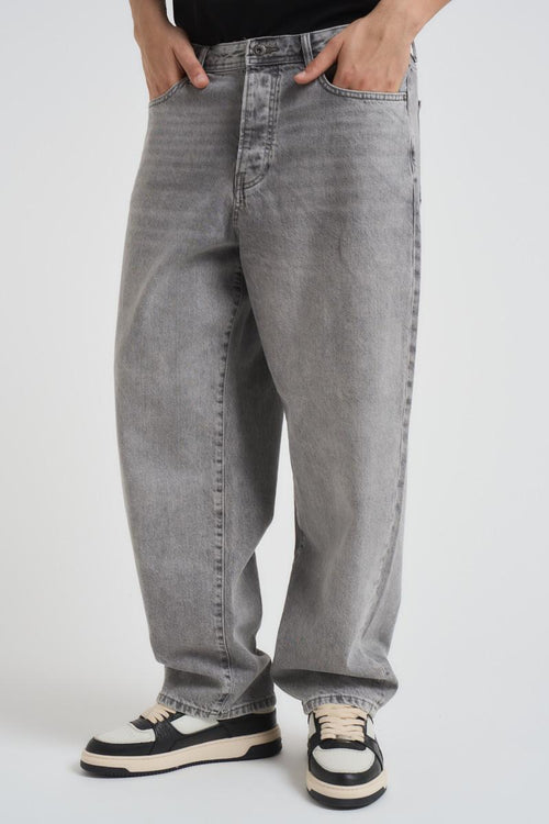 Jeans uomo baggy denim grigio