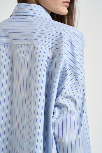 Camicia donna celeste a righe blu - 6