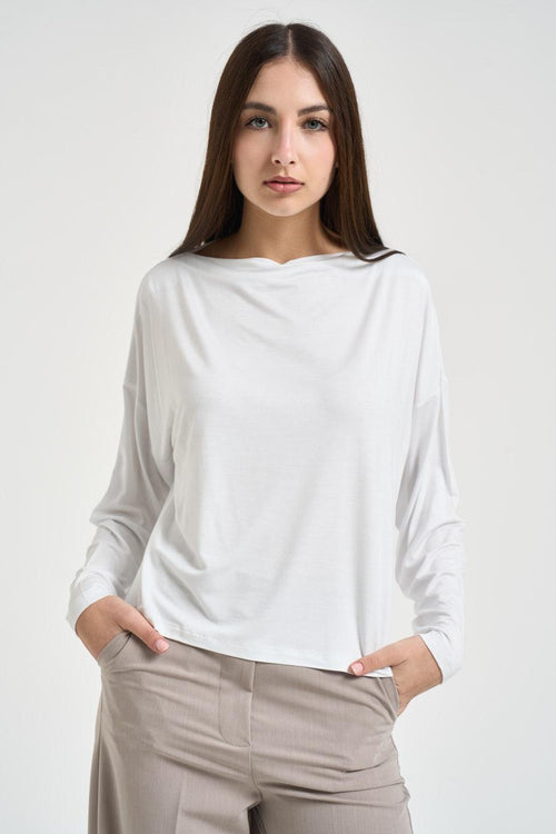 Maglia donna scollo a barca bianca