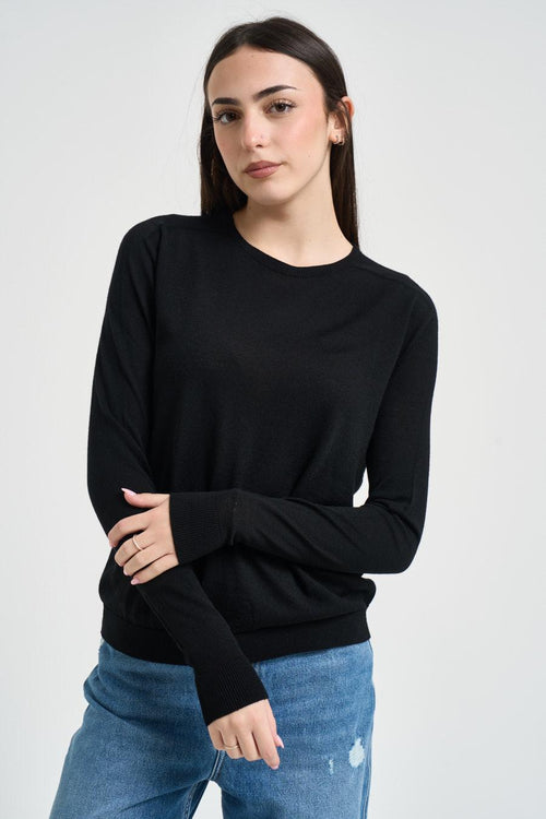 Maglia donna girocollo nera<BR/>