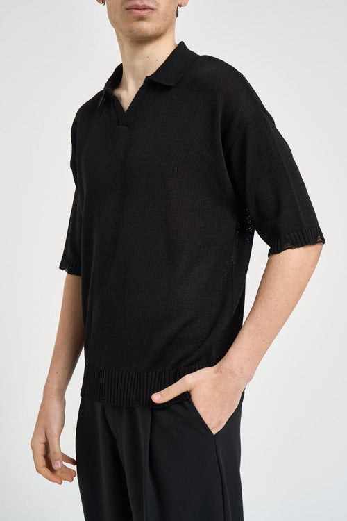 Polo uomo in maglia nera - 2