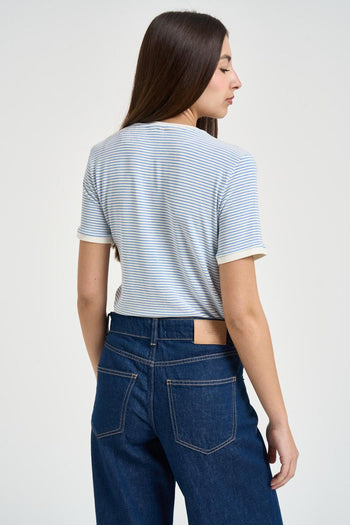 T-shirt donna a righe blu - 3