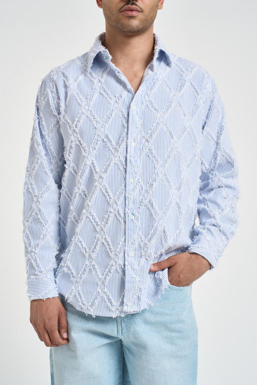 Camicia uomo a righe effetto sfrangiato - 2
