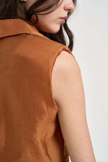 Camicia donna smanicata coccio - 5