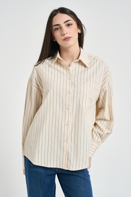 Camicia donna a righe giallo pastello