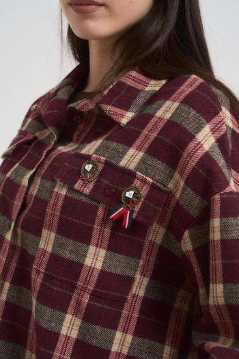 Camicia donna a quadretti bordeaux - 3