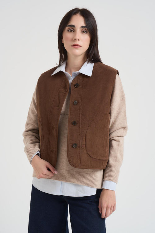 Gilet Seth donna velluto a coste marrone - 2