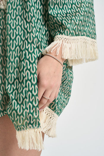 Kimono donna motivo geometrico verde - 3
