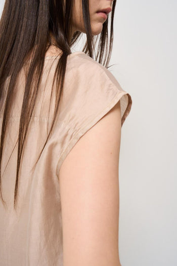 T-shirt donna girocollo beige - 6