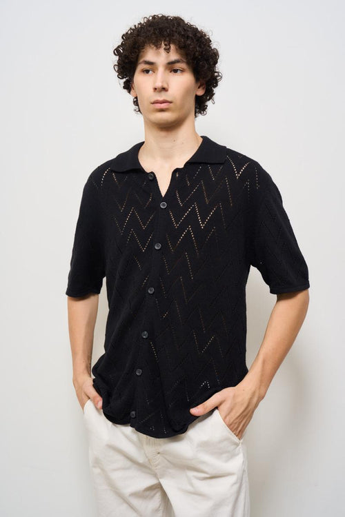 Polo uomo traforata nera