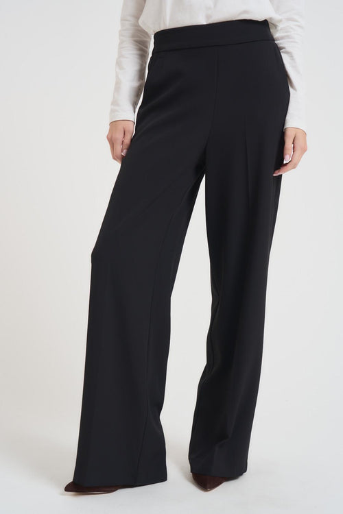 Pantalone donna elasticizzato a palazzo nero