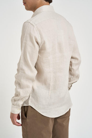 Camicia uomo in lino sabbia - 5
