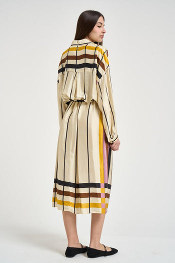 Abito midi donna con stampa geometrica multicolor - 4