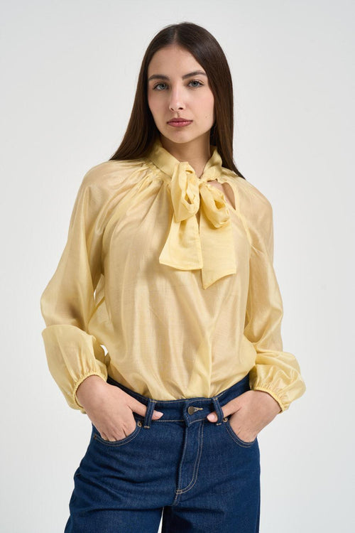 Blusa donna con fiocco gialla