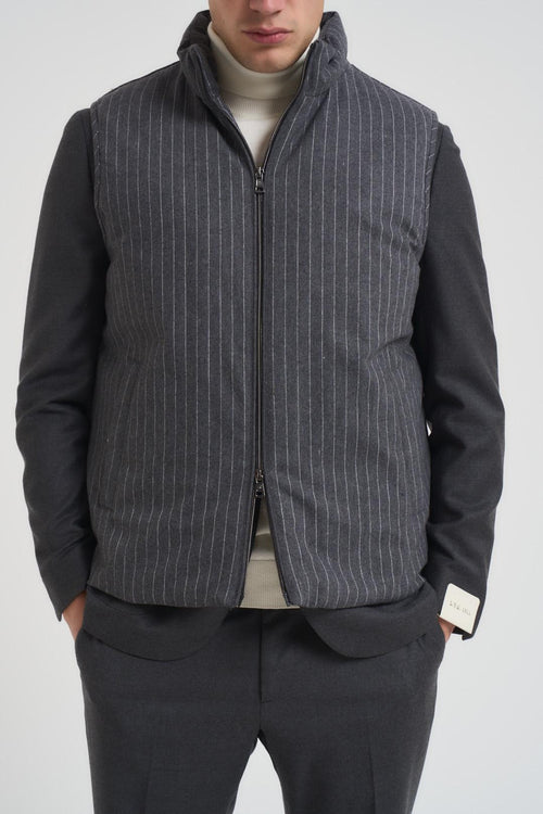 Gilet piumino uomo gessato grigio - 2