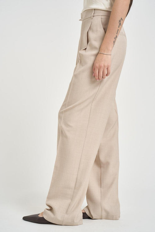 Pantalone donna palazzo beige - 2