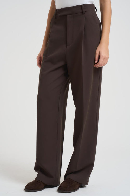 Pantalone donna a gamba larga moro