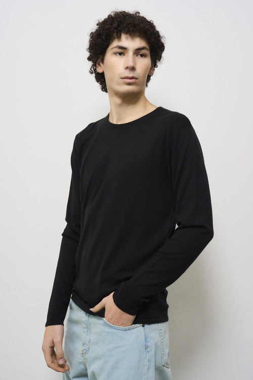 Men's black crew neck sweater - 2