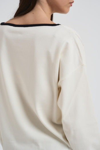 Maglia donna girocollo panna - 4