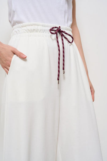 Pantaloni donna bianco a palazzo - 6