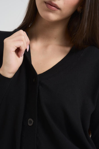 Cardigan donna con scollo a V nero - 3