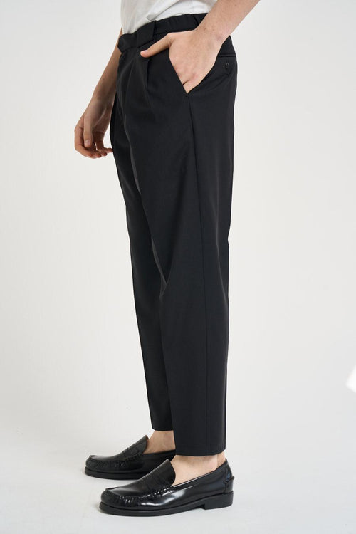 Pantalone uomo con pinces nero - 2