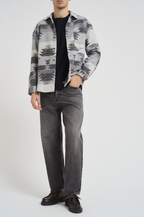 Camicia uomo fantasia azteca grigia