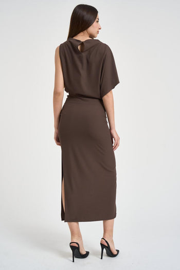 Abito lungo donna marrone - 4