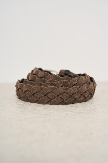 Cintura donna intrecciata camoscio marrone - 3