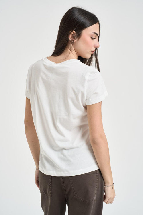 T-shirt donna girocollo bianca - 2