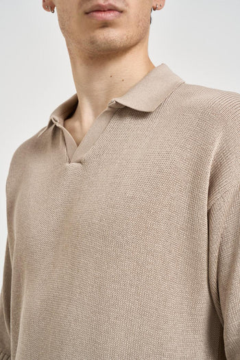 Polo uomo in maglia beige - 3