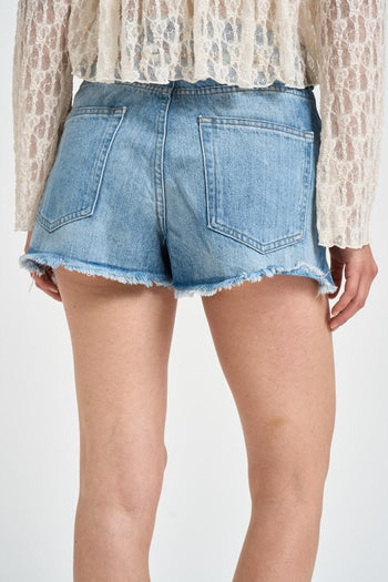 Shorts donna in denim blu - 4