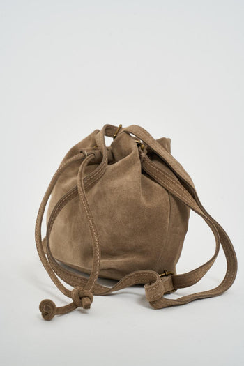 Borsa donna secchiello in suede beige - 3
