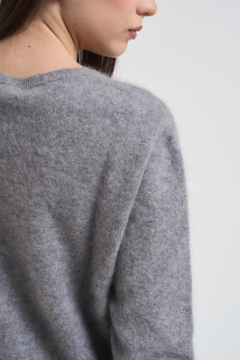 Maglia donna scollo a V grigio chiaro - 4