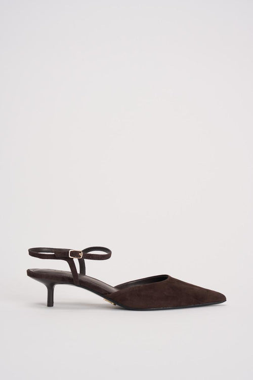 Slingback donna in suede marrone